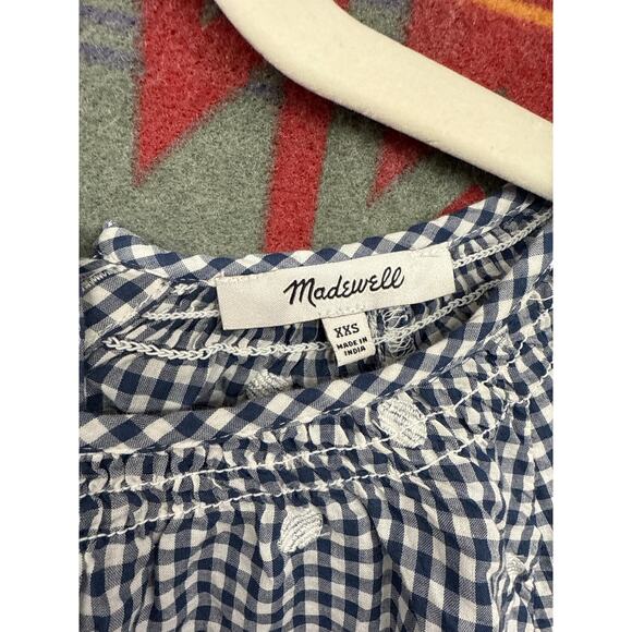 Madewell Women Gingham Button Back XXS Blouse Prairie Cottage Polka Dot - Picture 3 of 6